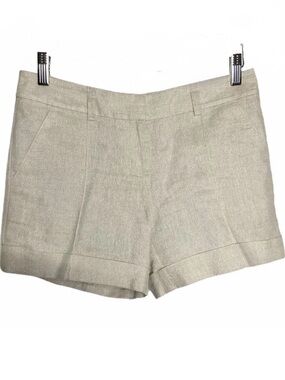 LOFT Size 8 Cream Linen Blend Shorts w/Subtle Metallic Shimmer